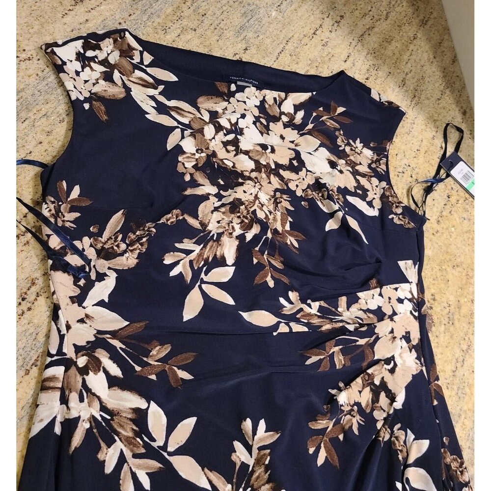 New! Tommy Hilfiger Floral Dress Size 8 Sleeveless Knee Ruched Waist Romantic - Picture 8 of 16